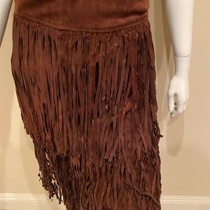 Chocolate Brown Suede Fringe-style skirt